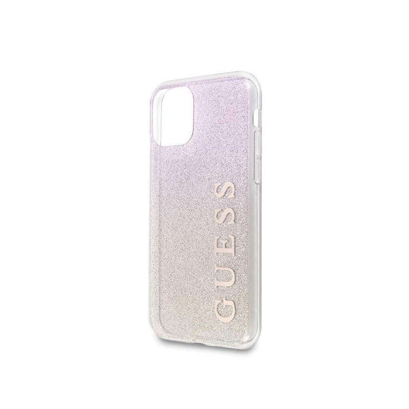 Guess GUHCN65PCUGLGPI iPhone 11 Pro Max rožinio aukso/ aukso rožinis kietas dėklas Gradient Glitter
