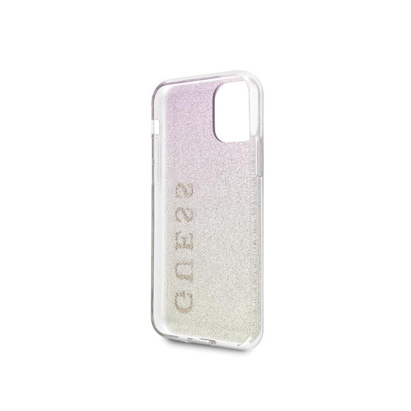 Guess GUHCN65PCUGLGPI iPhone 11 Pro Max rožinio aukso/ aukso rožinis kietas dėklas Gradient Glitter