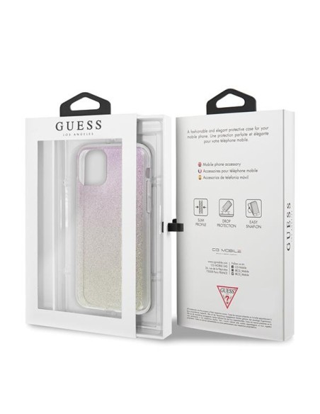Guess GUHCN65PCUGLGPI iPhone 11 Pro Max rožinio aukso/ aukso rožinis kietas dėklas Gradient Glitter Guess GUHCN65PCUGLGPI iPhone 11 Pro Max rožinio aukso/ aukso rožinis kietas dėklas Gradient Glitter