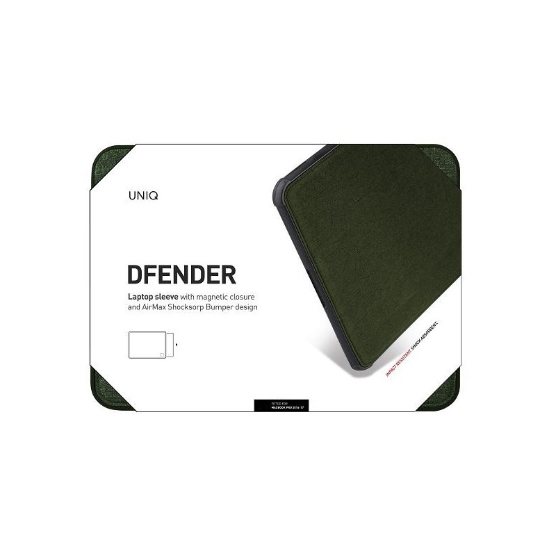 UNIQ Dfender dangtelis 15" nešiojamam kompiuteriui - žalias