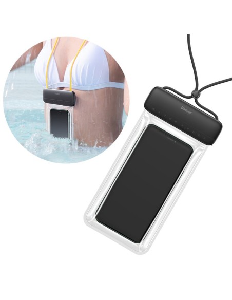 Baseus universalus vandeniui atsparus telefono dėklas (maks. 7,2 colio) skirtas baseinui virš vandens IPX8 juodas (ACFSD...