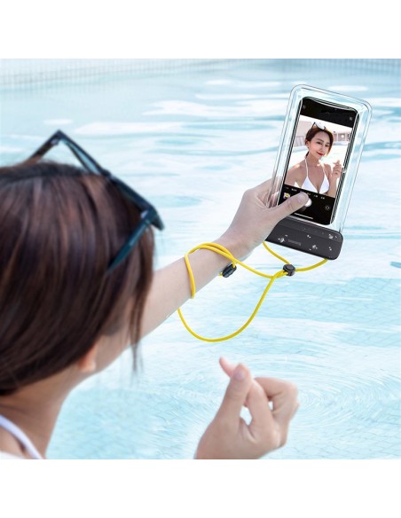 Baseus universalus vandeniui atsparus telefono dėklas (maks. 7,2 colio) skirtas baseinui virš vandens IPX8 juodas (ACFSD...