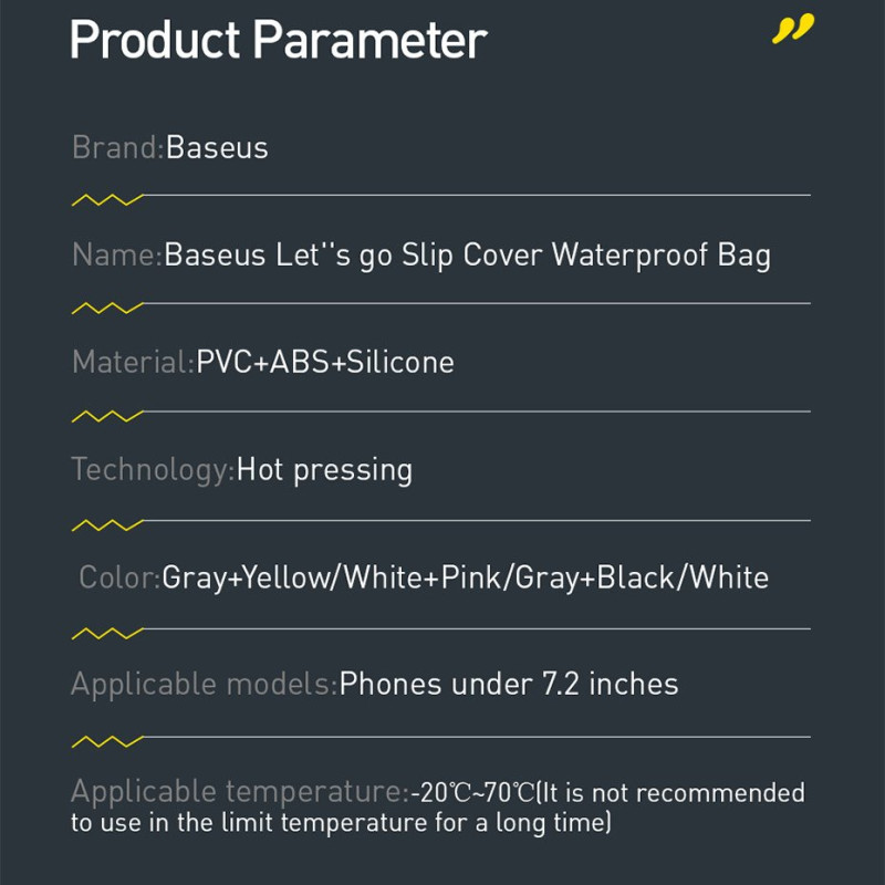 Baseus universalus vandeniui atsparus telefono dėklas (maks. 7,2 colio) skirtas baseinui virš vandens IPX8 juodas (ACFSD...