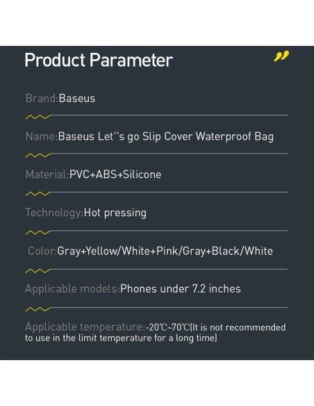 Baseus universalus vandeniui atsparus telefono dėklas (maks. 7,2 colio) skirtas baseinui virš vandens IPX8 juodas (ACFSD...