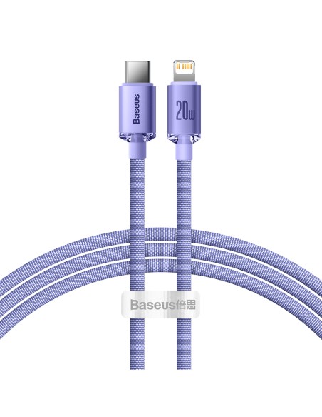 Kabelio laidas greitam įkrovimui ir duomenų perdavimui USB-C iPhone Lightning 20W 1,2m violetinė