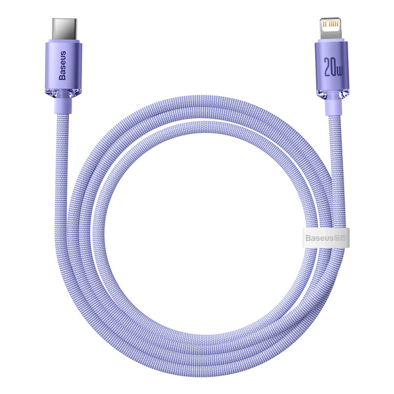 Kabelio laidas greitam įkrovimui ir duomenų perdavimui USB-C iPhone Lightning 20W 1,2m violetinė