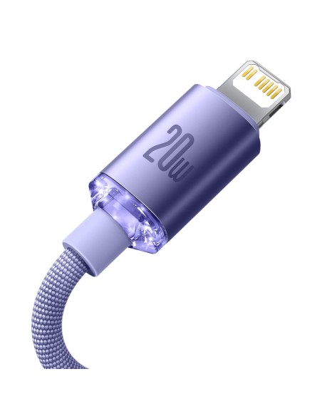 Kabelio laidas greitam įkrovimui ir duomenų perdavimui USB-C iPhone Lightning 20W 1,2m violetinė