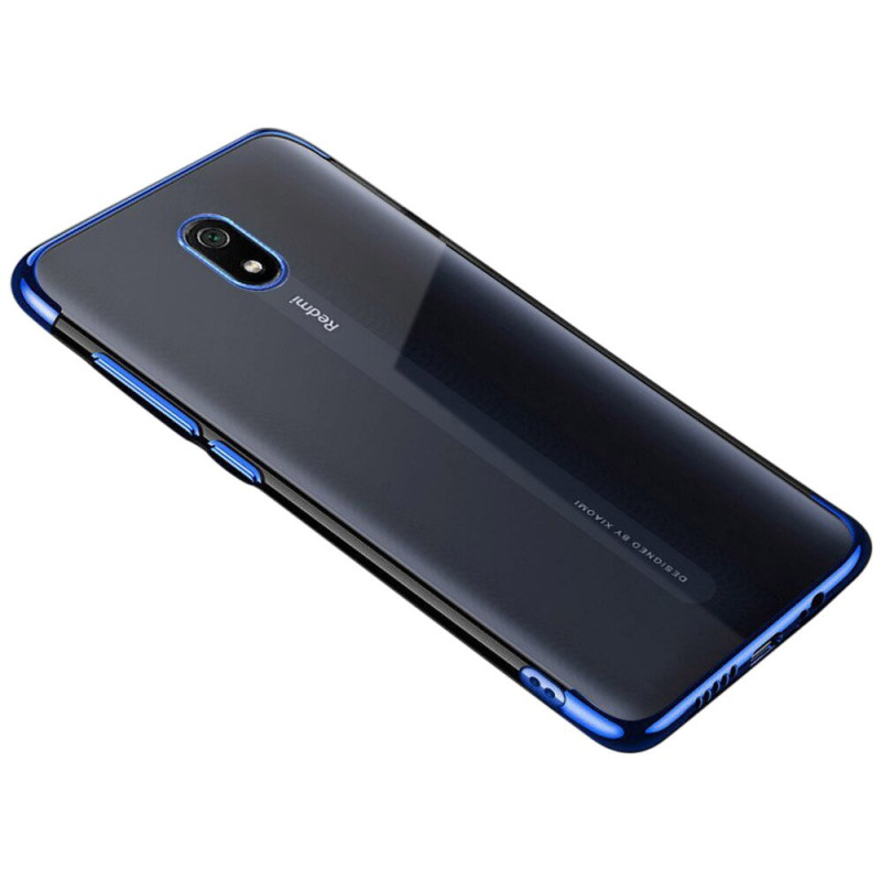 Clear Color gelinis dėklas su metaliniu rėmeliu, skirtas Xiaomi Redmi 8A mėlynai