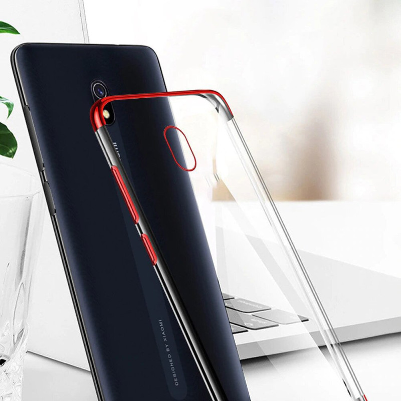 Clear Color gelinis dėklas su metaliniu rėmeliu, skirtas Xiaomi Redmi 8A mėlynai