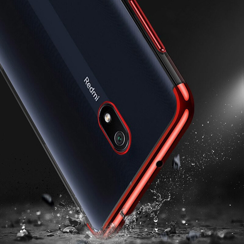 Clear Color gelinis dėklas su metaliniu rėmeliu, skirtas Xiaomi Redmi 8A mėlynai