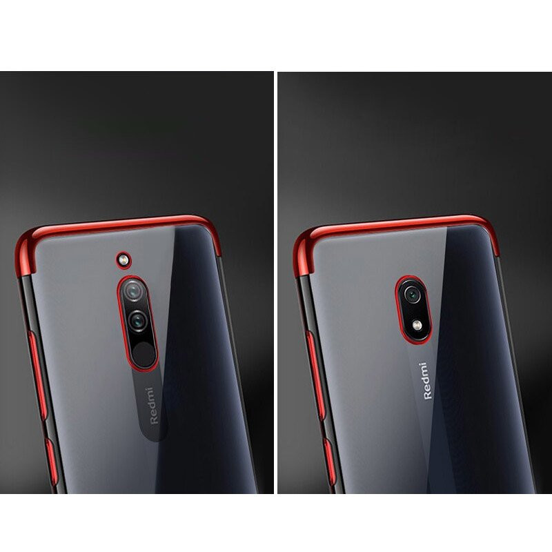 Clear Color gelinis dėklas su metaliniu rėmeliu, skirtas Xiaomi Redmi 8A mėlynai
