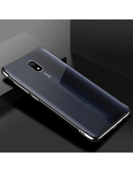 Clear Color dėklas, gelinis dangtelis, dėklas su metaliniu rėmeliu, skirtas Xiaomi Redmi 8A, juodas