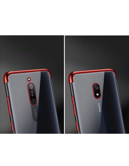 Clear Color dėklas, gelinis dangtelis, dėklas su metaliniu rėmeliu, skirtas Xiaomi Redmi 8A, juodas