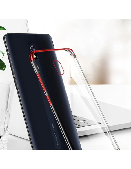 Clear Color dėklas, gelinis dangtelis, dėklas su metaliniu rėmeliu, skirtas Xiaomi Redmi 8A, juodas