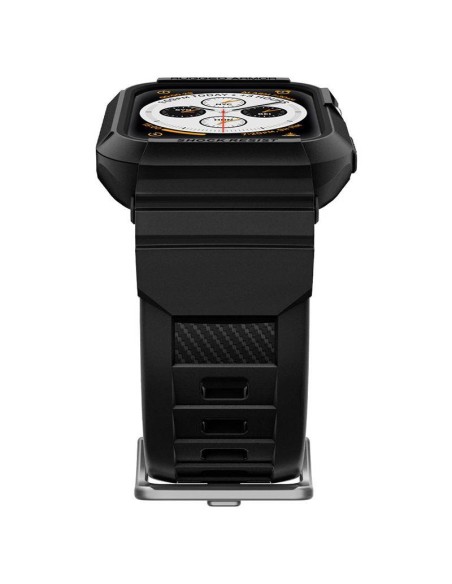 „Spigen Rugged Armor Pro“ dėklas su dirželiu, skirtas Apple Watch 4/ 5/ 6/ 7/ 8/ SE (40/ 41 mm) – juodas