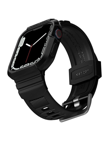 „Spigen Rugged Armor Pro“ dėklas su dirželiu, skirtas Apple Watch 4/ 5/ 6/ 7/ 8/ SE (40/ 41 mm) – juodas
