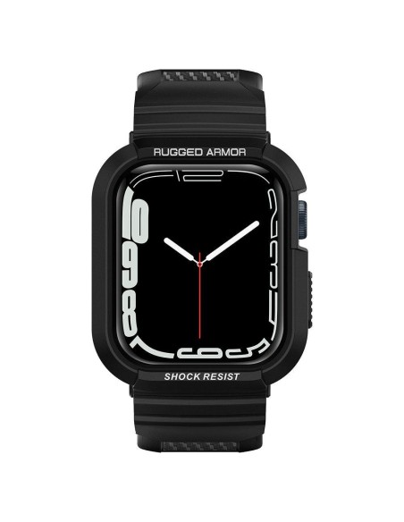 „Spigen Rugged Armor Pro“ dėklas su dirželiu, skirtas Apple Watch 4/ 5/ 6/ 7/ 8/ SE (40/ 41 mm) – juodas
