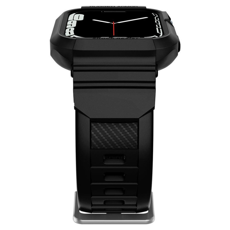 „Spigen Rugged Armor Pro“ dėklas su dirželiu, skirtas Apple Watch 4/ 5/ 6/ 7/ 8/ SE (40/ 41 mm) – juodas