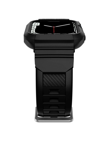 „Spigen Rugged Armor Pro“ dėklas su dirželiu, skirtas Apple Watch 4/ 5/ 6/ 7/ 8/ SE (40/ 41 mm) – juodas