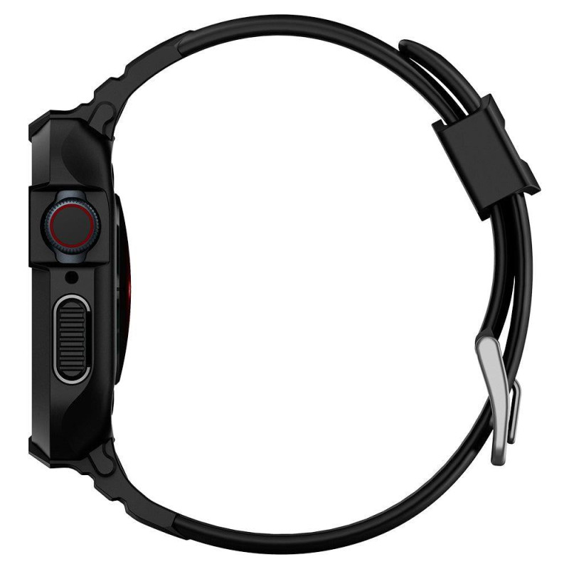 „Spigen Rugged Armor Pro“ dėklas su dirželiu, skirtas Apple Watch 4/ 5/ 6/ 7/ 8/ SE (40/ 41 mm) – juodas
