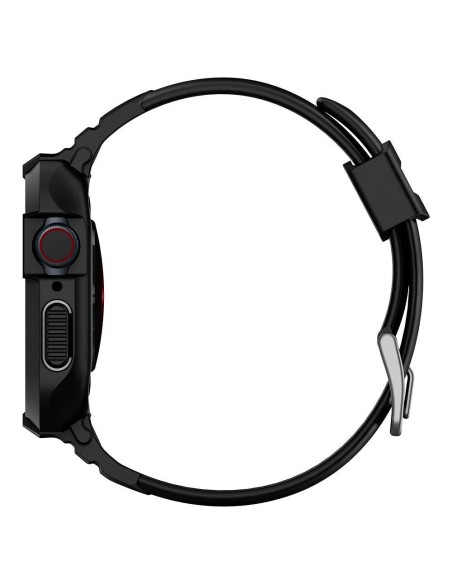 „Spigen Rugged Armor Pro“ dėklas su dirželiu, skirtas Apple Watch 4/ 5/ 6/ 7/ 8/ SE (40/ 41 mm) – juodas
