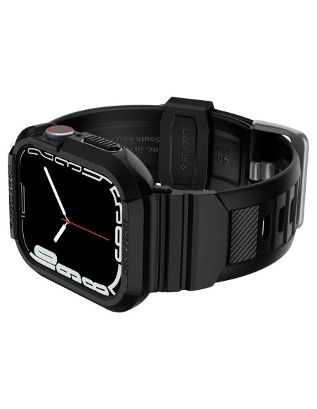 „Spigen Rugged Armor Pro“ dėklas su dirželiu, skirtas Apple Watch 4/ 5/ 6/ 7/ 8/ SE (40/ 41 mm) – juodas