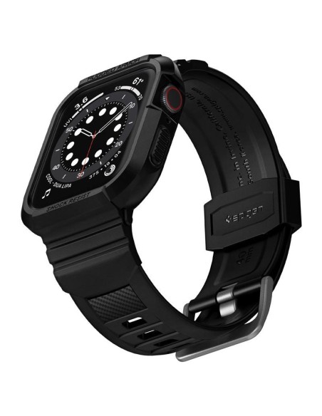 „Spigen Rugged Armor Pro“ dėklas su dirželiu, skirtas Apple Watch 4/ 5/ 6/ 7/ 8/ SE (40/ 41 mm) – juodas