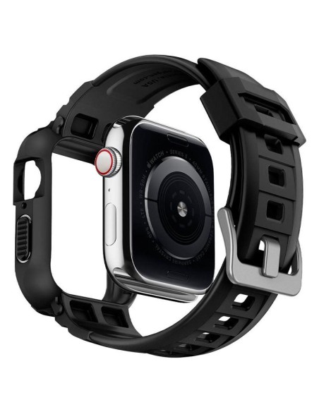 „Spigen Rugged Armor Pro“ dėklas su dirželiu, skirtas Apple Watch 4/ 5/ 6/ 7/ 8/ SE (40/ 41 mm) – juodas