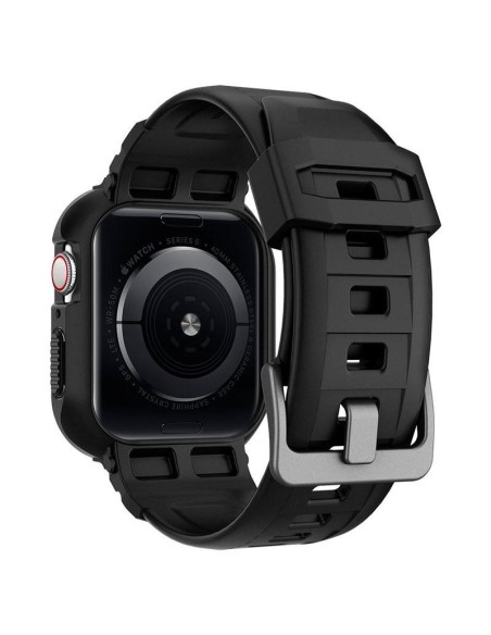 „Spigen Rugged Armor Pro“ dėklas su dirželiu, skirtas Apple Watch 4/ 5/ 6/ 7/ 8/ SE (40/ 41 mm) – juodas