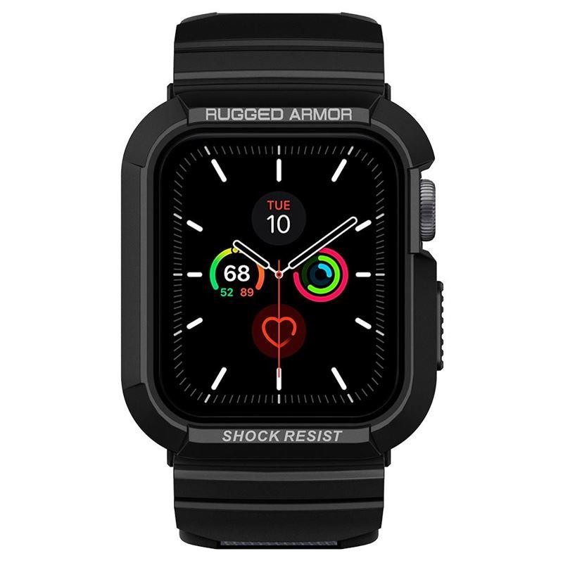 „Spigen Rugged Armor Pro“ dėklas su dirželiu, skirtas Apple Watch 4/ 5/ 6/ 7/ 8/ SE (40/ 41 mm) – juodas