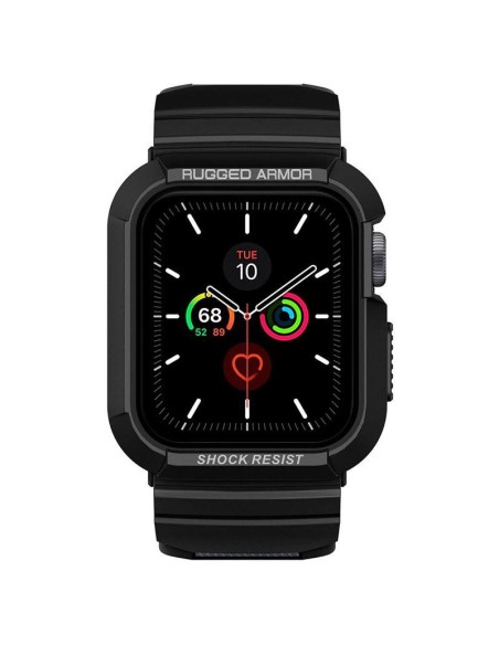„Spigen Rugged Armor Pro“ dėklas su dirželiu, skirtas Apple Watch 4/ 5/ 6/ 7/ 8/ SE (40/ 41 mm) – juodas