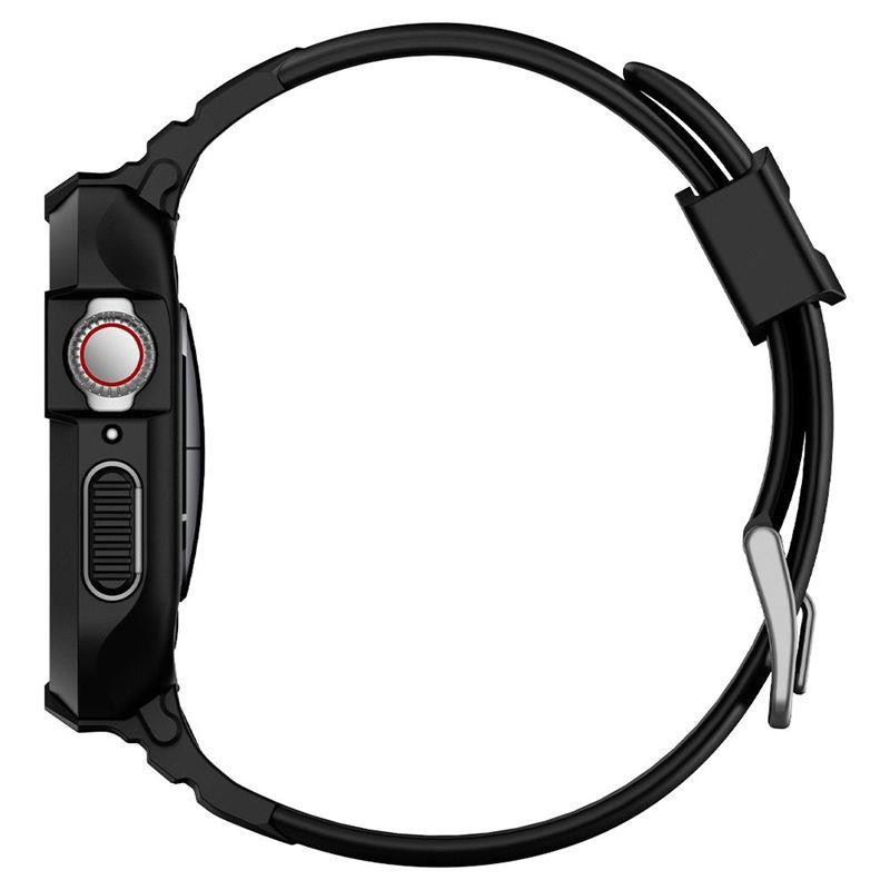 „Spigen Rugged Armor Pro“ dėklas su dirželiu, skirtas Apple Watch 4/ 5/ 6/ 7/ 8/ SE (40/ 41 mm) – juodas