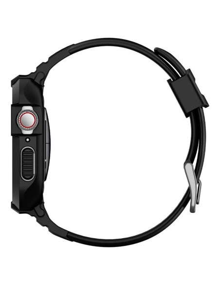 „Spigen Rugged Armor Pro“ dėklas su dirželiu, skirtas Apple Watch 4/ 5/ 6/ 7/ 8/ SE (40/ 41 mm) – juodas
