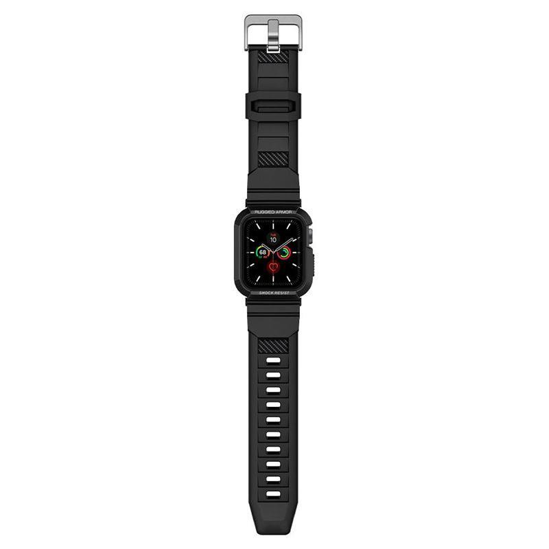 „Spigen Rugged Armor Pro“ dėklas su dirželiu, skirtas Apple Watch 4/ 5/ 6/ 7/ 8/ SE (40/ 41 mm) – juodas