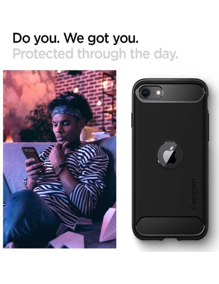 Spigen Rugged Armor dėklas iPhone SE 2020 / 2022 - juodas Spigen Rugged Armor dėklas iPhone SE 2020 / 2022 - juodas