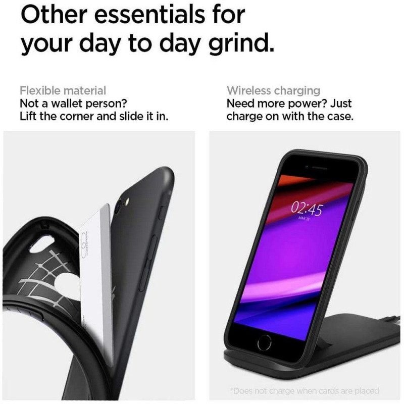 Spigen Rugged Armor dėklas iPhone SE 2020 / 2022 - juodas