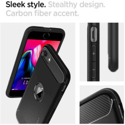 Spigen Rugged Armor dėklas iPhone SE 2020 / 2022 - juodas