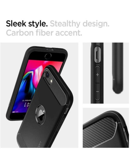 Spigen Rugged Armor dėklas iPhone SE 2020 / 2022 - juodas Spigen Rugged Armor dėklas iPhone SE 2020 / 2022 - juodas