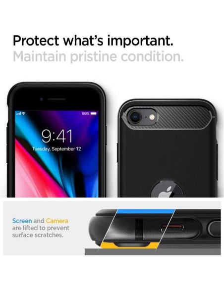 Spigen Rugged Armor dėklas iPhone SE 2020 / 2022 - juodas Spigen Rugged Armor dėklas iPhone SE 2020 / 2022 - juodas