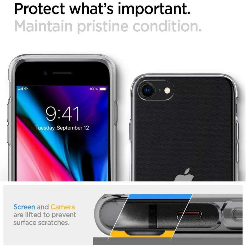 Spigen skystųjų kristalų dėklas, skirtas iPhone 7 / 8 / SE 2020 / 2022 - skaidrus