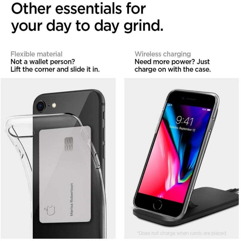 Spigen skystųjų kristalų dėklas, skirtas iPhone 7 / 8 / SE 2020 / 2022 - skaidrus