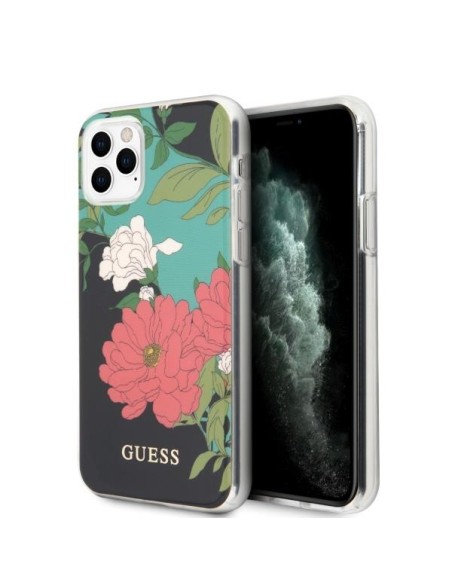Guess N.1 Flower Collection dėklas, skirtas iPhone 11 Pro - juodas