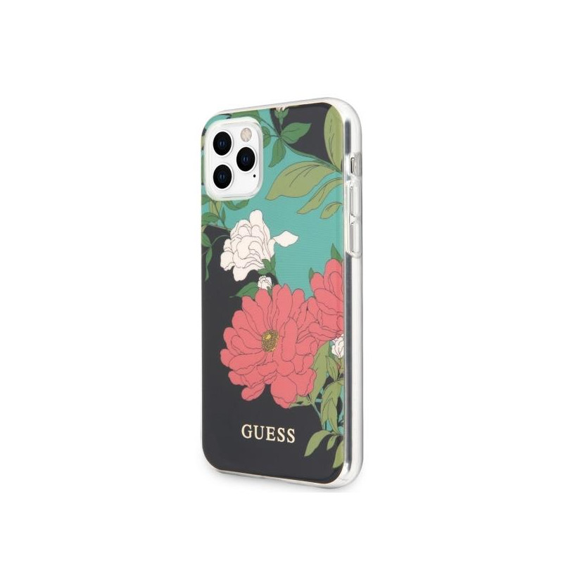 Guess N.1 Flower Collection dėklas, skirtas iPhone 11 Pro Max - juodas