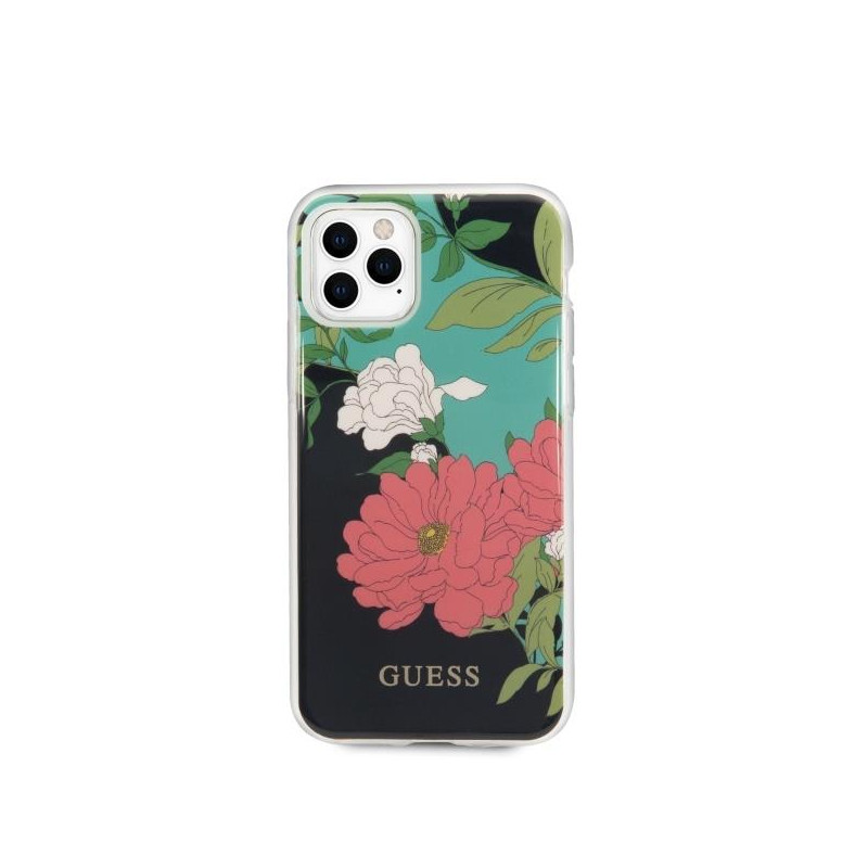 Guess N.1 Flower Collection dėklas, skirtas iPhone 11 Pro Max - juodas
