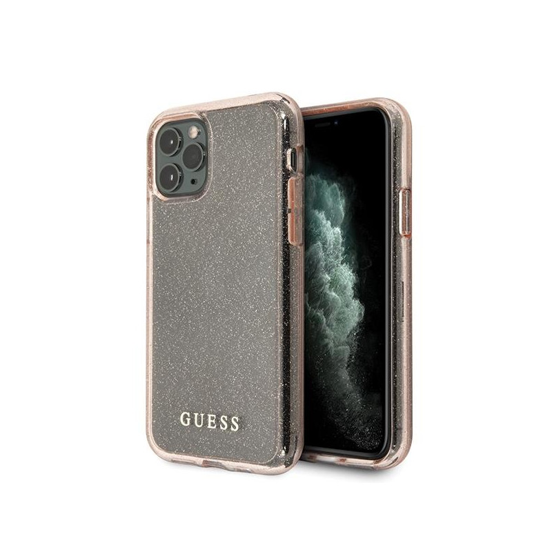 Guess Glitter dėklas iPhone 11 Pro - rožinis