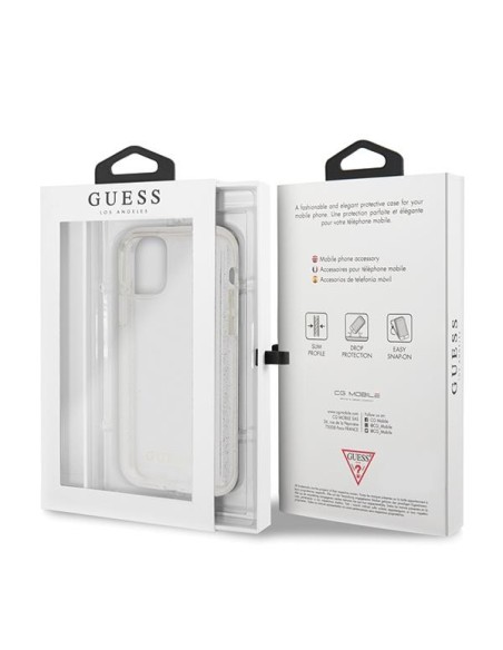 Guess Glitter dėklas iPhone 11 Pro - sidabrinis Guess Glitter dėklas iPhone 11 Pro - sidabrinis