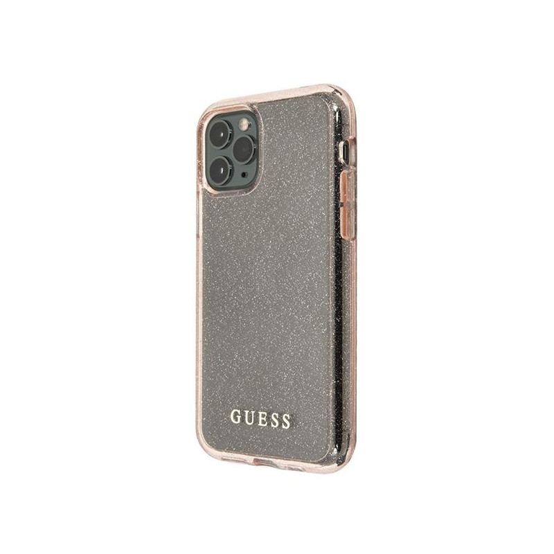 Guess Glitter dėklas iPhone 11 Pro Max - rožinis