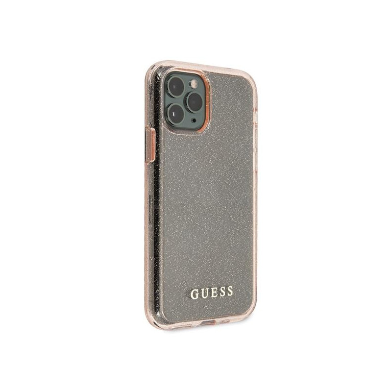 Guess Glitter dėklas iPhone 11 Pro Max - rožinis
