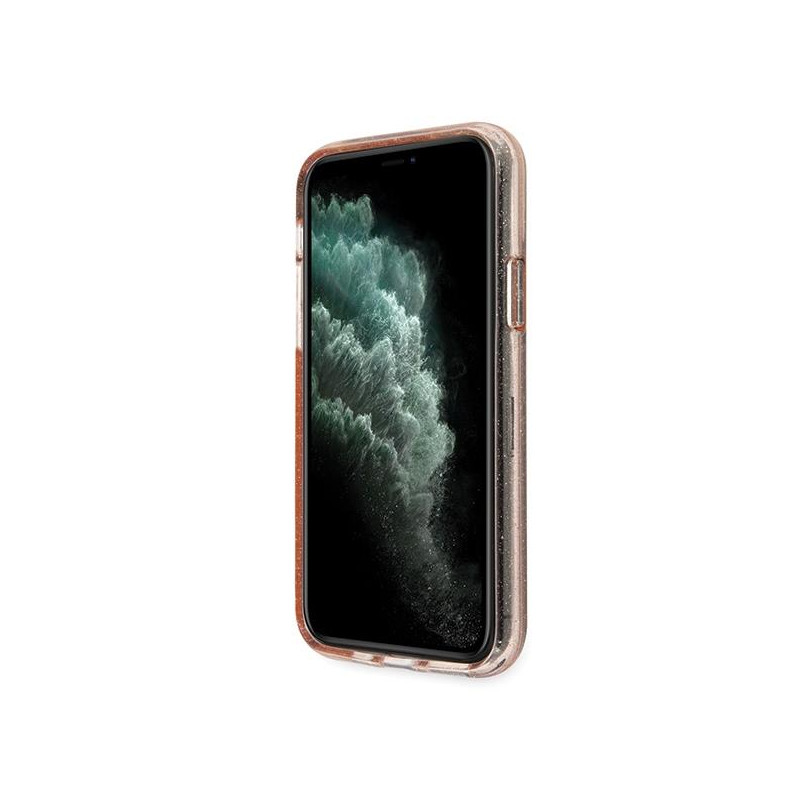 Guess Glitter dėklas iPhone 11 Pro Max - rožinis