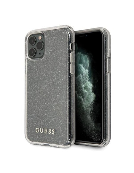 Guess Glitter dėklas iPhone 11 Pro Max - sidabrinis